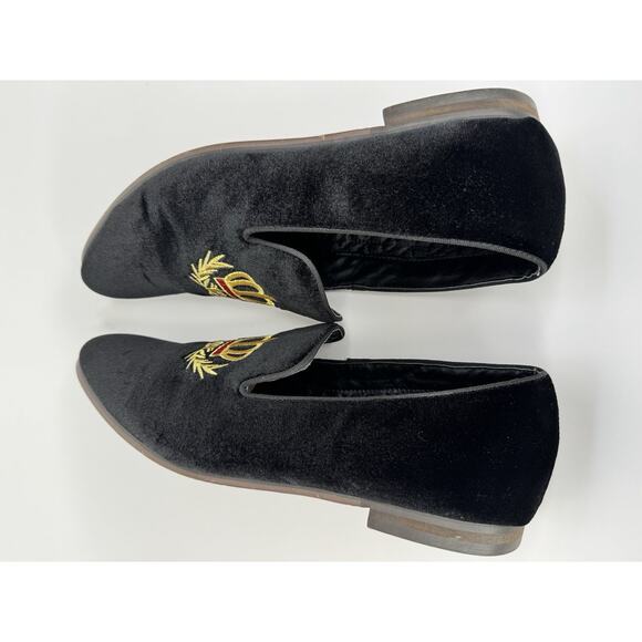Steve Madden Men’s Leonardo Embroidered Crown Loafers Size 10 Black Velvet Shoes - Picture 7 of 13